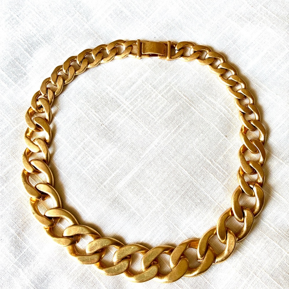 Satin Gold Chunky Heavy Chain Necklace